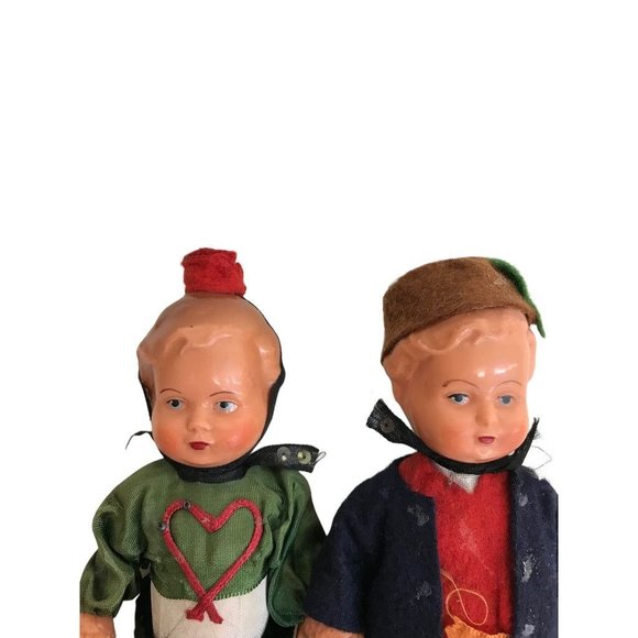 Erich Dittman Edi Germany Set of 2 Celluloid Dolls 7" Girl Boy Vintage 1950s - Picture 3 of 10